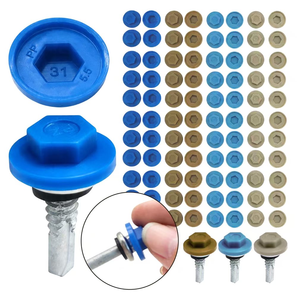 Blue PP Roofing Screw Protective Caps (19mm)