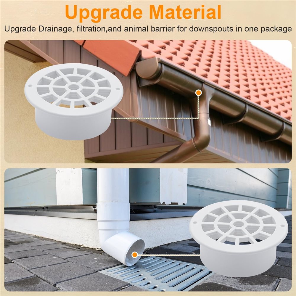 Round Gutter Downspout Drop Outlet with Filter (2-3/4